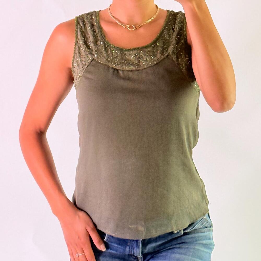 Dark Green Printed Top L
